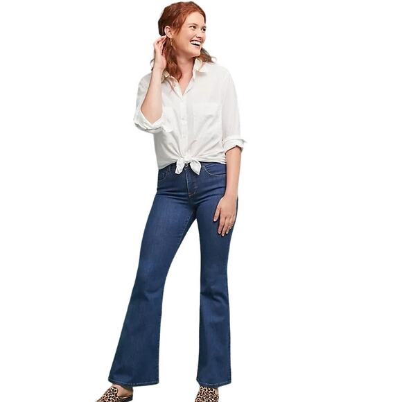 Anthropologie Pilcro and the Letterpress Blue Mid-Rise Flare Jeans Size 28 - Picture 1 of 8